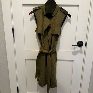 GREEN Faux suede Bebe long vest